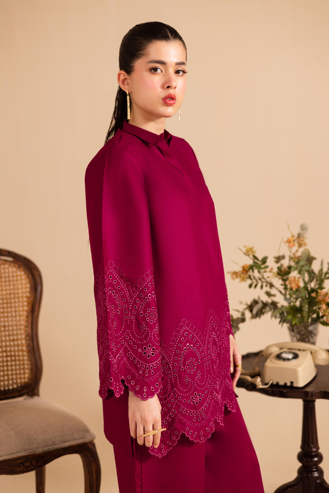 kinzay Pink Feather Farshi 2 pc