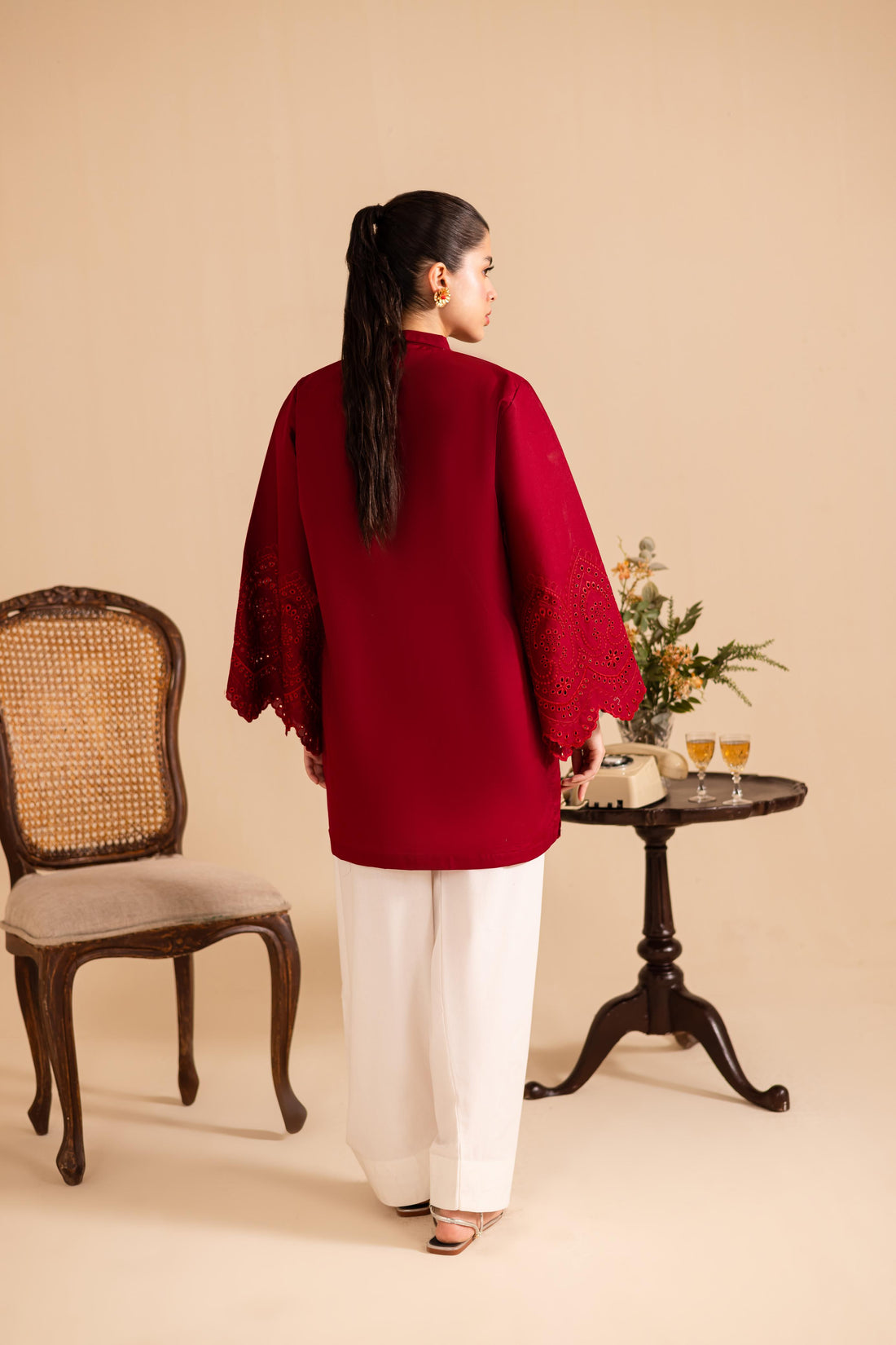 kinzay Red Bloom Farshi 2 pc