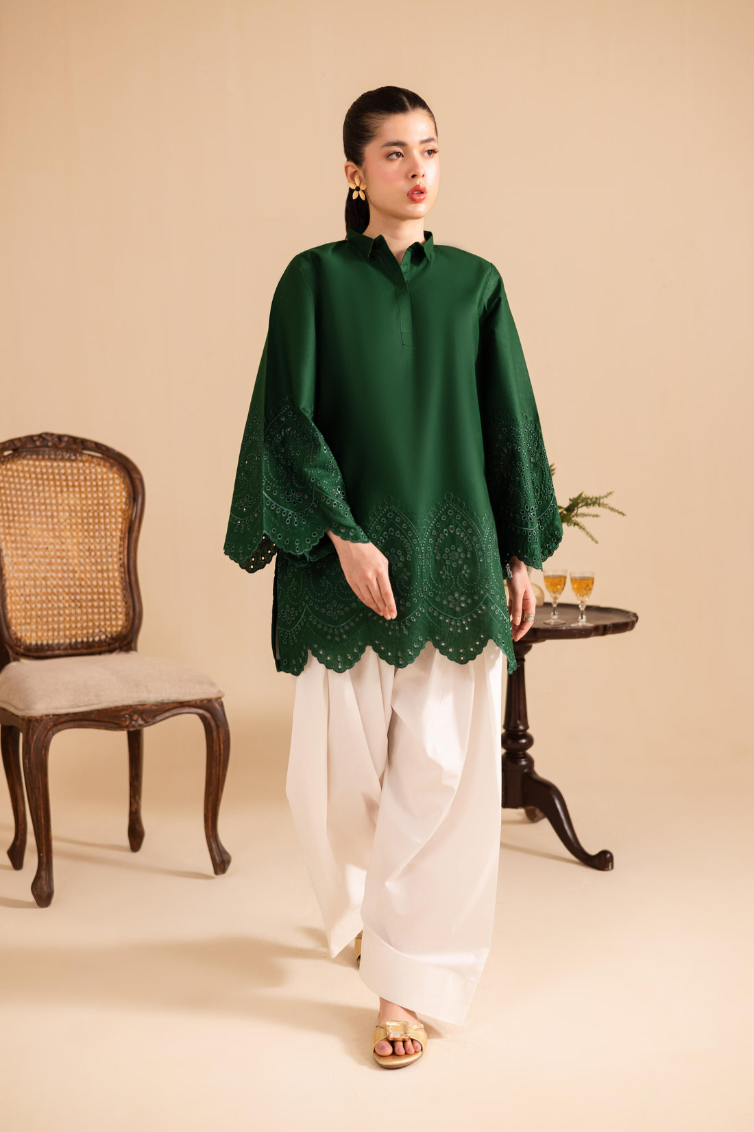 kinzay Green palm Farshi 2 pc