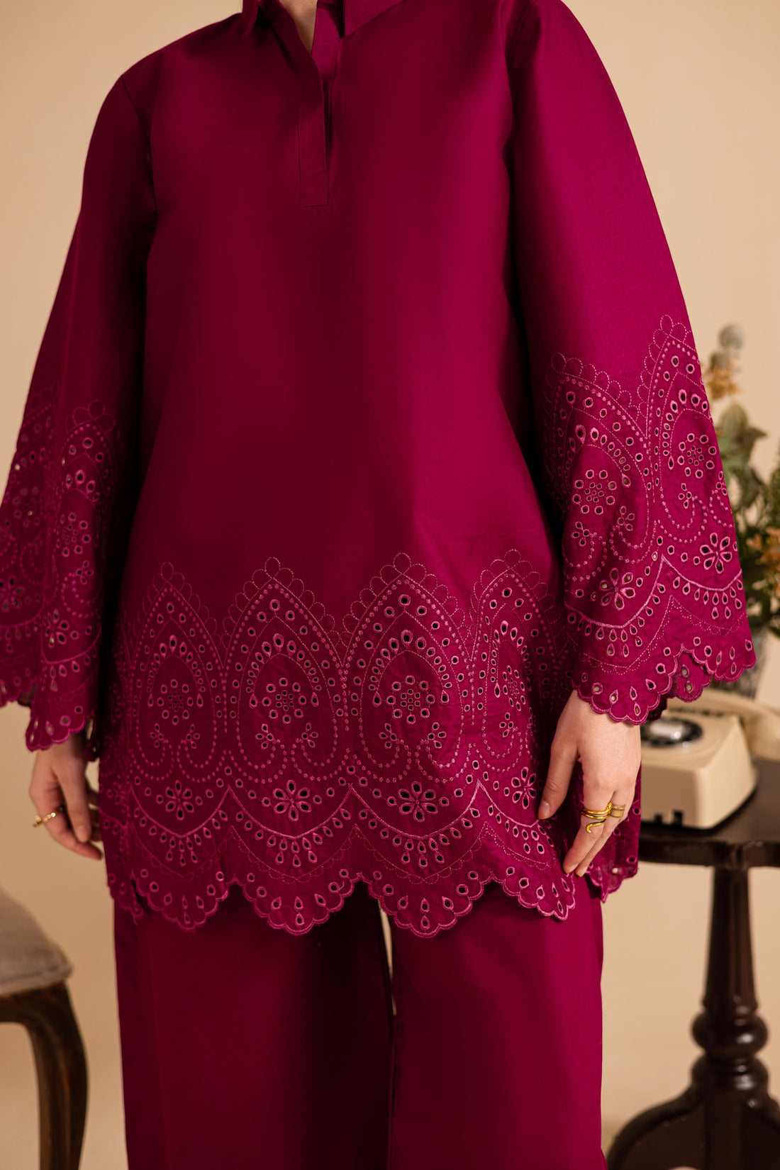 kinzay Pink Feather Farshi 2 pc