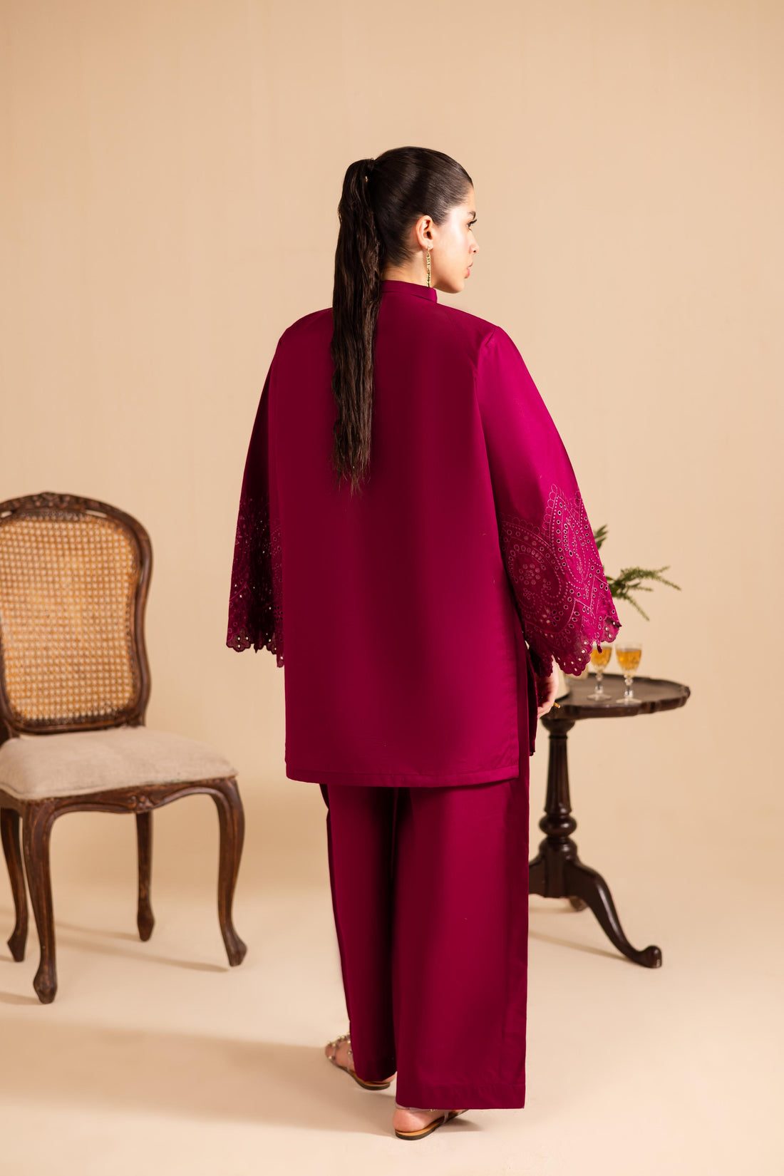 kinzay Pink Feather Farshi 2 pc