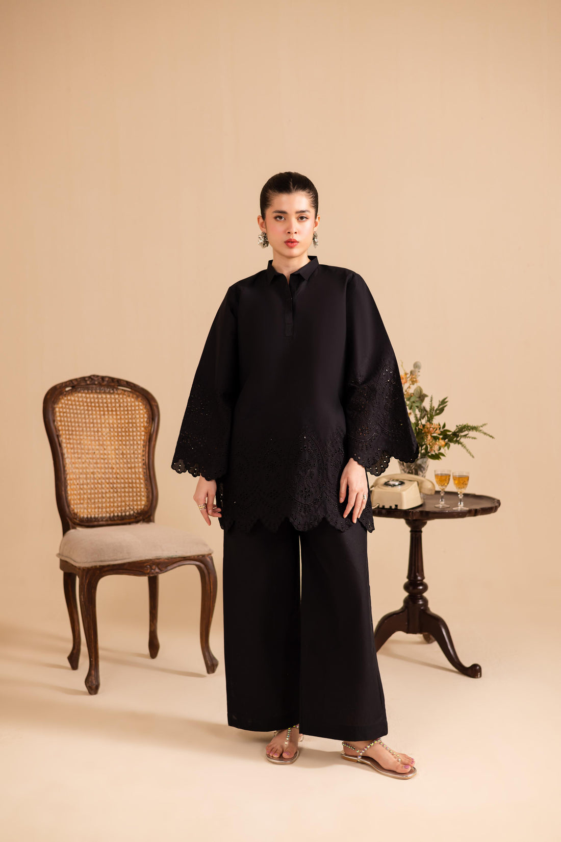 kinzay Black Rose Farshi 2 pc