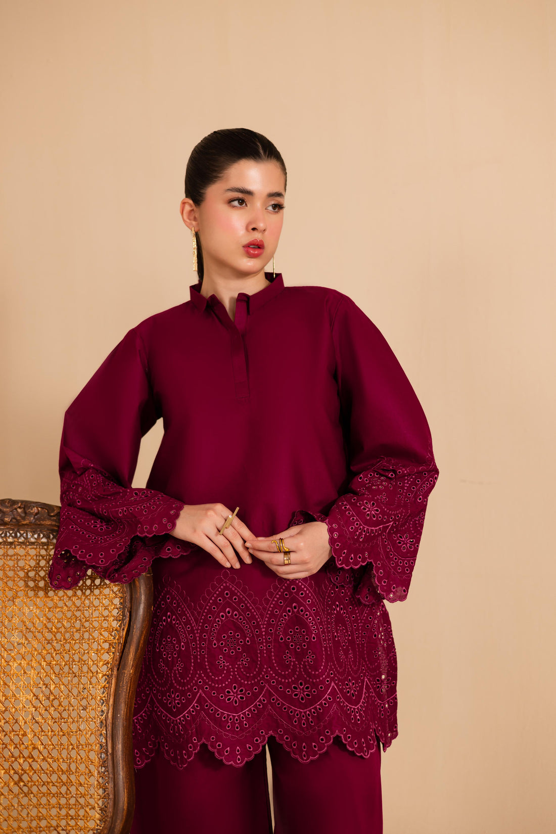 kinzay Pink Feather Farshi 2 pc